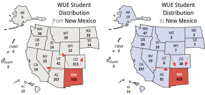 WICHE maps highlighting New Mexico student migration