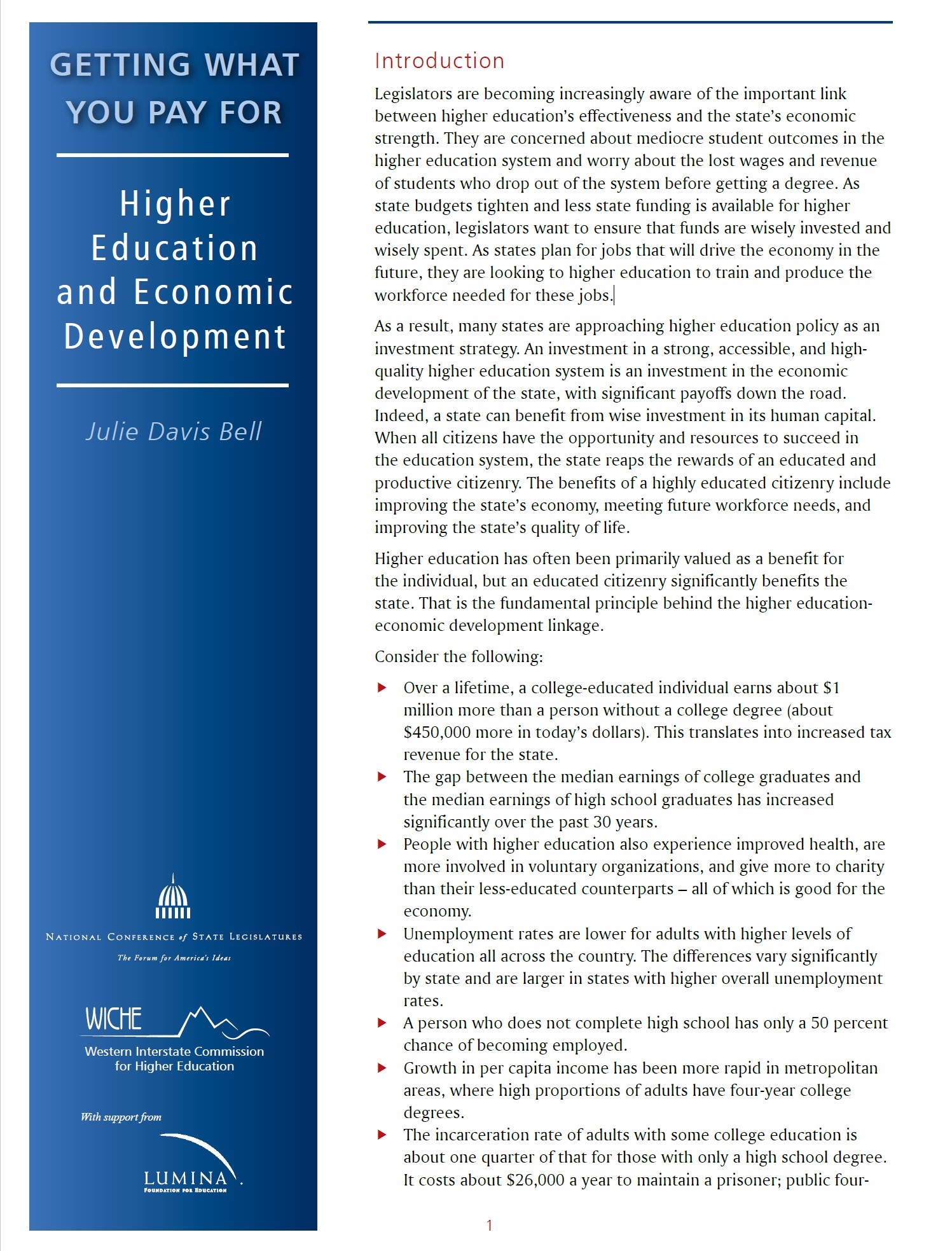 Getting What You Pay For – Higher Education and Economic Development ...