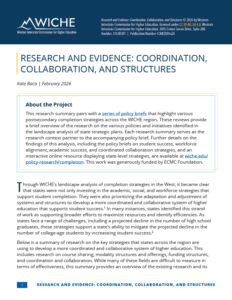The cover a report, Research and Evidence: Coordination, Collaboration, and Structures