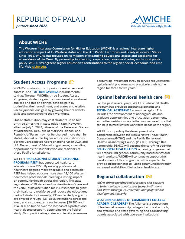 Thumbnail of the 2026 Republic of Palau factsheet.