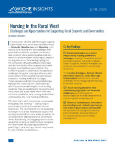 Thumbnail for the 2026 WICHE Insights brief on Nursing in the Rural West.