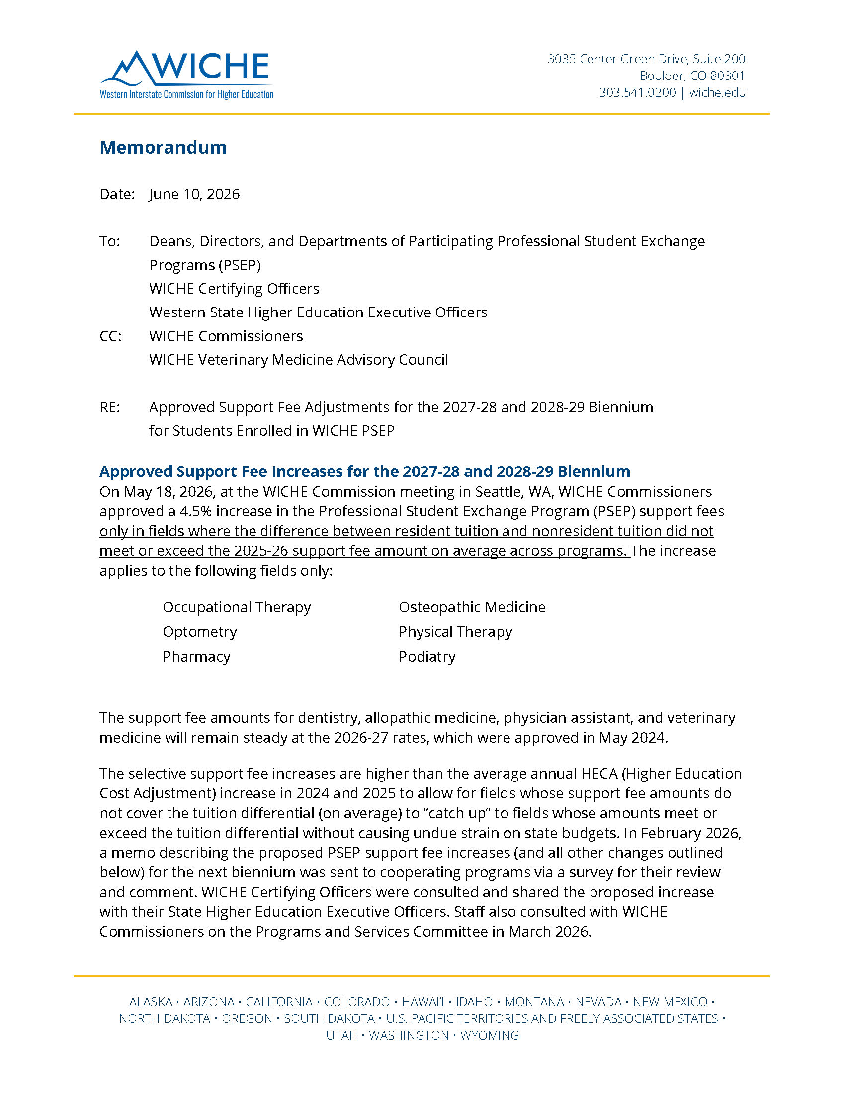 Cover art for Approved PSEP Fee Adjustments