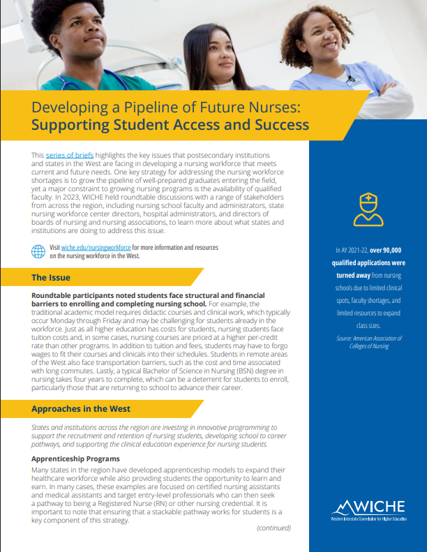 Cover art for Nursing Workforce in the West: Student Access and Success
